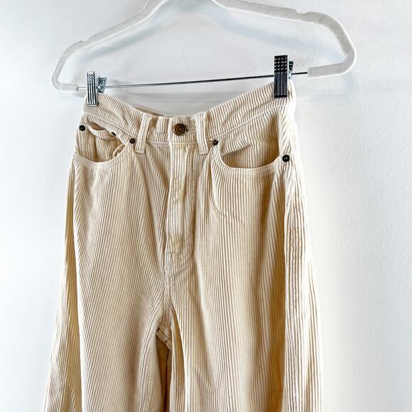 BDG High & Wide Corduroy Cotton Wide Leg Pants Cream 25 / 0 - Picture 10 of 14